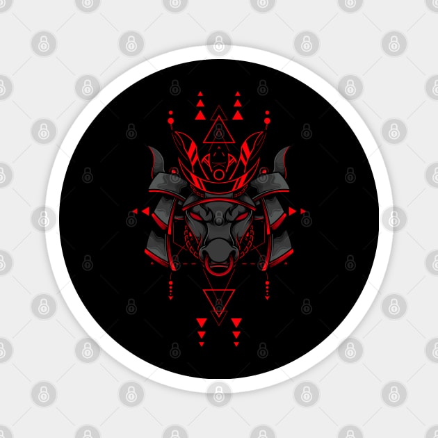 BULL HEAD SAMURAI Magnet by masrxyan